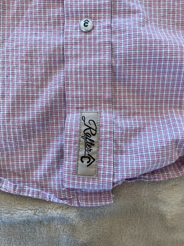 Rafter C Cowboy Collection Shirt Medium Pink PlaidPearl Snap Long Sleeve Pockets - Picture 7 of 10