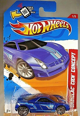 2012 Hot Wheels #191 Thrill Racers-Space 1/5 CADILLAC CIEN CONCEPT Blue w/10 Sp