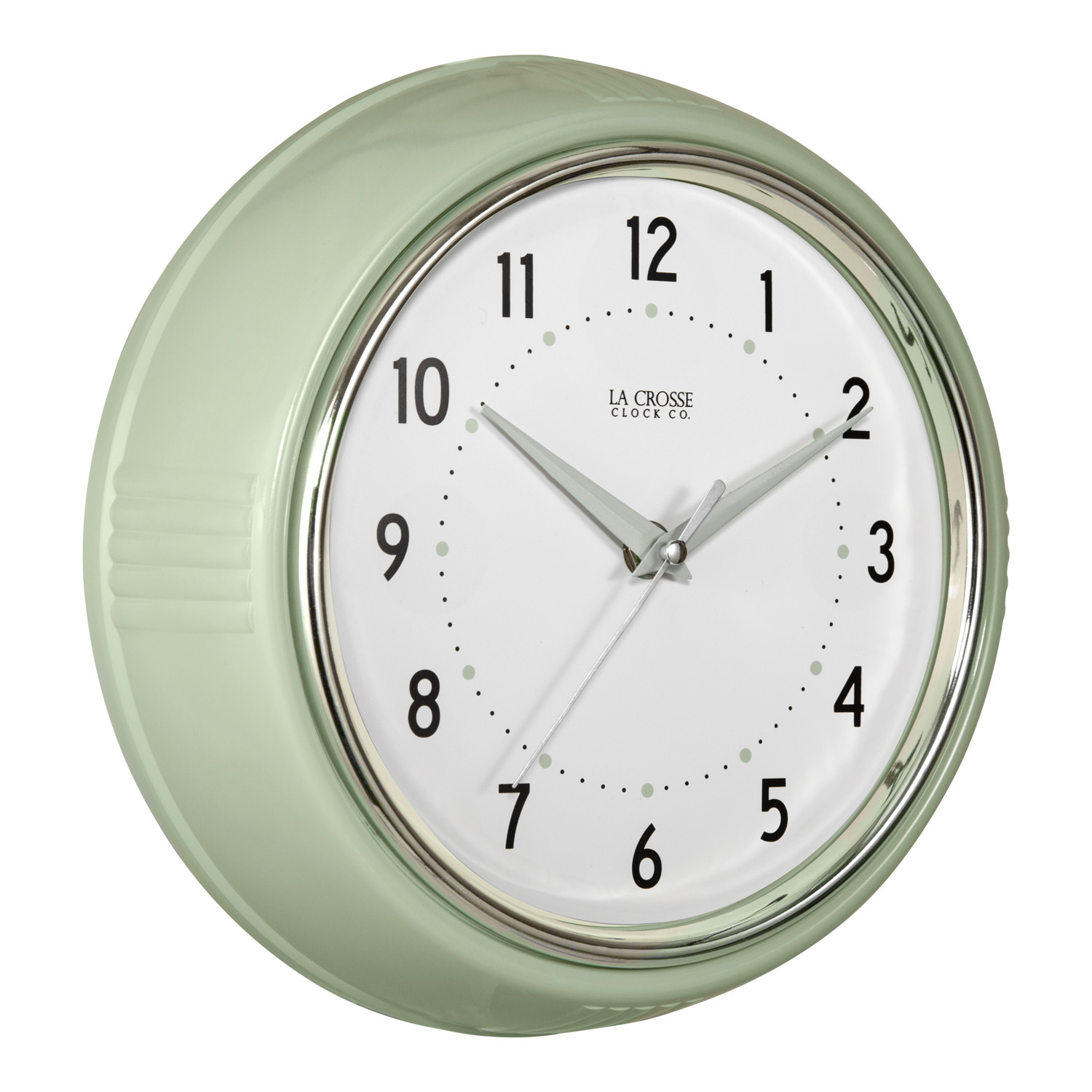 4043024P La Crosse Clock Co. 9.5" Diner Analog Wall Clock Pistachio
