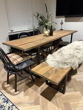 Scaffold Board/plank DINING TABLE & BENCH Steel Legs Reclaimed, hand made