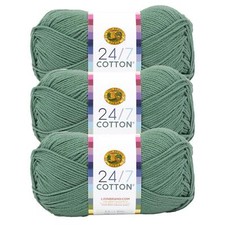  3 Pack Lion Brand Yarn 761-175K 24/7 Cotton  Yarn, Eggplant
