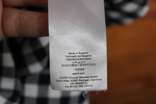 Esprit Opening Ceremony S Black White Gingham Check Top Shirt Pullover Long Slv - Picture 10 of 11
