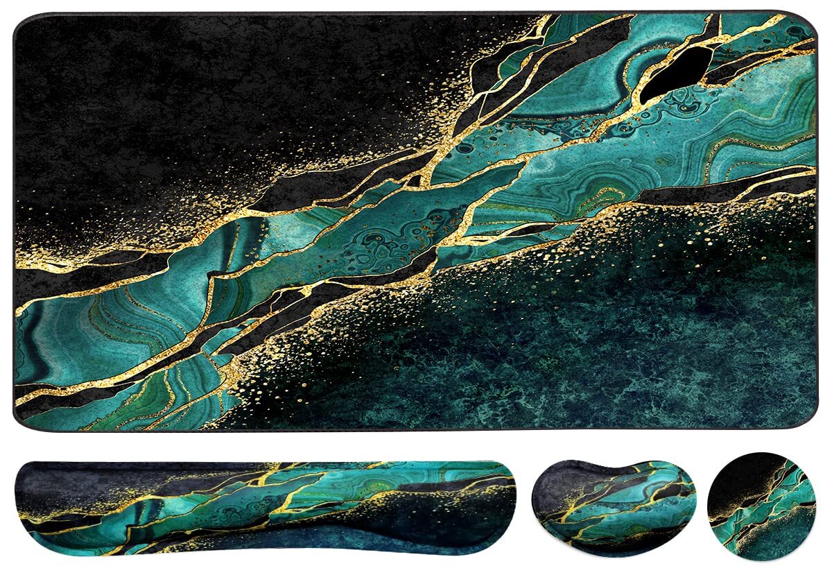 Extended Memory Foam Keyboard & Mouse Pad Set with Wrist Support-image