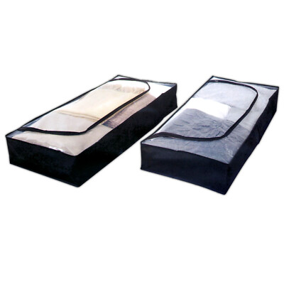 2er Pack Unterbettkommode Schwarz 103x45x15cm Unterbett Aufbewahrung Kommode