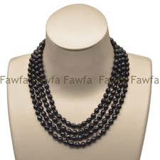 Natural 4/6/8mm Faceted Black Agate Round Gemstone Beads Necklace 36-120''