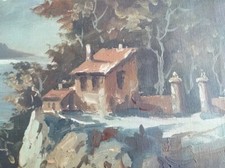 AMLETO COLUCCI, dipinto ad olio su tela, titolo: scorcio di marina, anni '70.