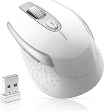 Wireless Computer Mouse, 2.4G Ergonomic Optical Mouse, 6 Buttons  White