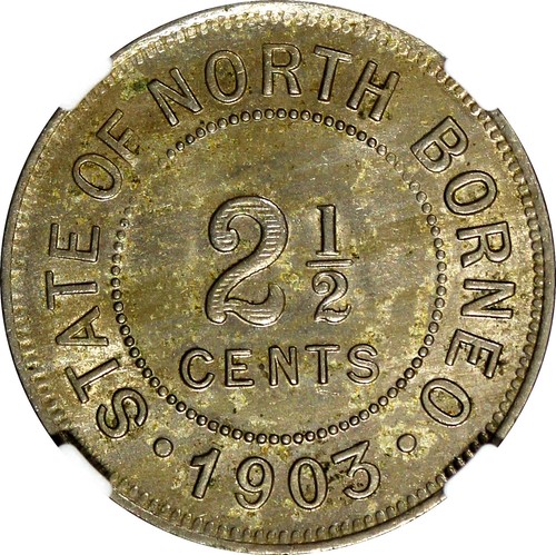 British North Borneo 1903 2-1/2 Cent NGC MS62 LIGHT TONED Heaton RARE KM# 4 (59) - Picture 4 of 5
