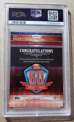2015 Topps 60th Anniversary Retro Jim Kelly Auto /25 PSA 10 banconote autografo - Foto 2 di 2