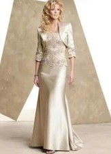Long Mother Of The Bride Dresses With Short Jacket Mermaid Satin Lace Appliques