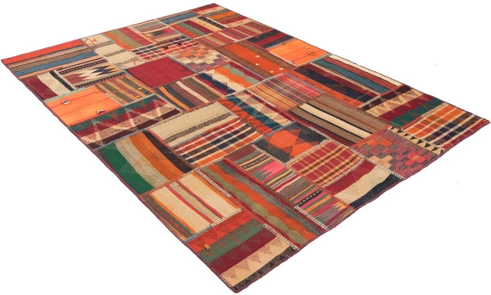 Kelim Patchwork Handgewebter Perserteppich 218x157 cm-Orient,kilim,Carpet,Rug - Bild 2 von 4
