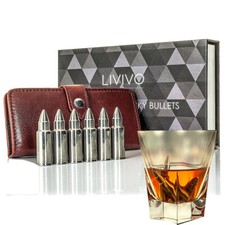 6PC Whiskey Bullet & 8 Silicon Stones Stone Gift Box Set Rocks Ice Granite Bar 