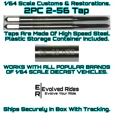 2PC 2-56 Screw Rivet Tap For 1/64 Scale Customs & Restorations Hot Wheel & Other
