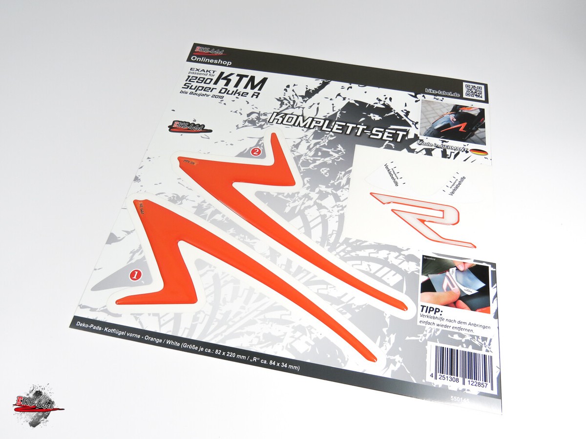 Sticker 3D Motorcycle Decal Kit White Orange Compatible for