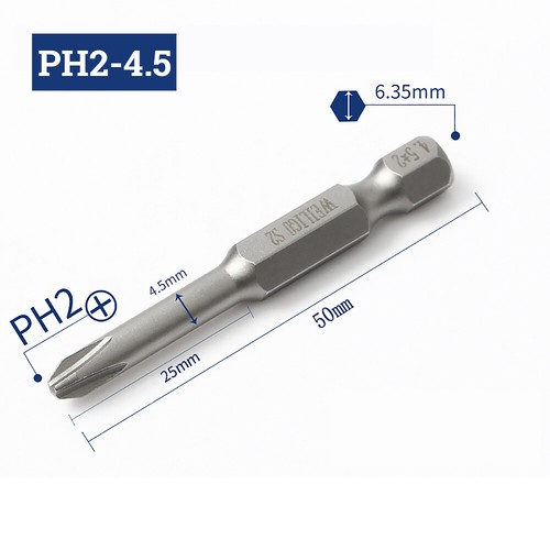 Extra Long 50-200mm Phillips Cross Head 1/4" Hex Shank Magnetic Screwdriver Bits - Picture 47 of 51