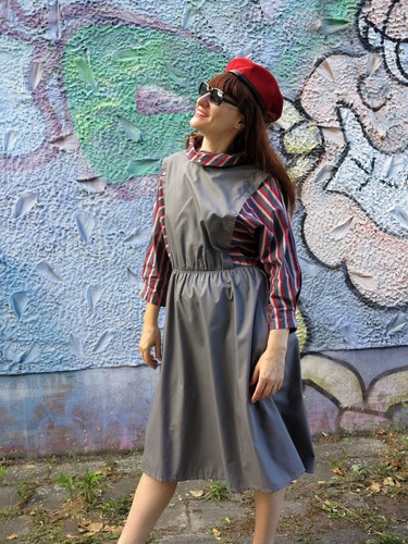 Damenmoden Sommerkleid kleid knielang 80er True VINTAGE 80s womens dress grey - Bild 2 von 8