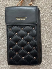 NWOT Montana West Leather Zip Around Phone Wallet Black Gold
