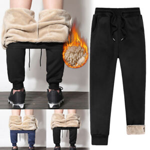 Mens Athletic Pants Fleece Lined Thick Trousers Casual Loose Warm Joggers Winter | eBay