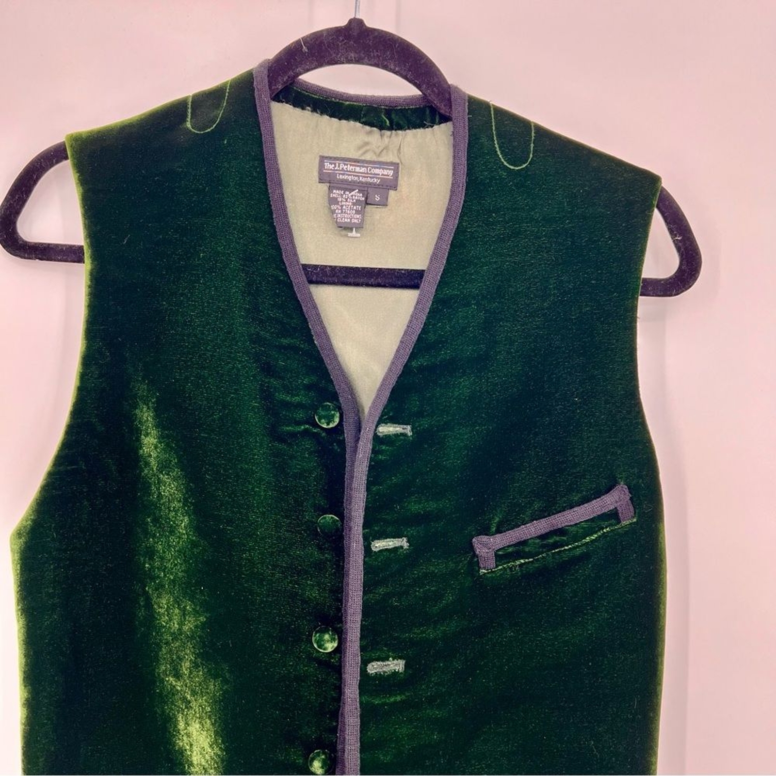 J. Peterman Silk Velvet Button Down Sleeveless Gr… - image 3