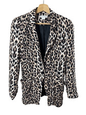Cotton On Leopard Print Long Sleeve Blazer Jacket Size S One Button Collared