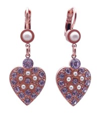 Mariana Romance Rose Gold Earrings Pearl  Purple Crystal Mix Heart 139-10 NEW