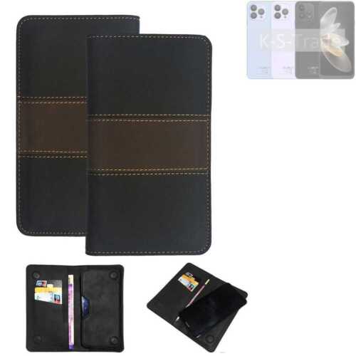Handy Hülle für Cubot P80 Wallet Case + Cover Handyhülle Tasche Braun Kunstle - Bild 1 von 7