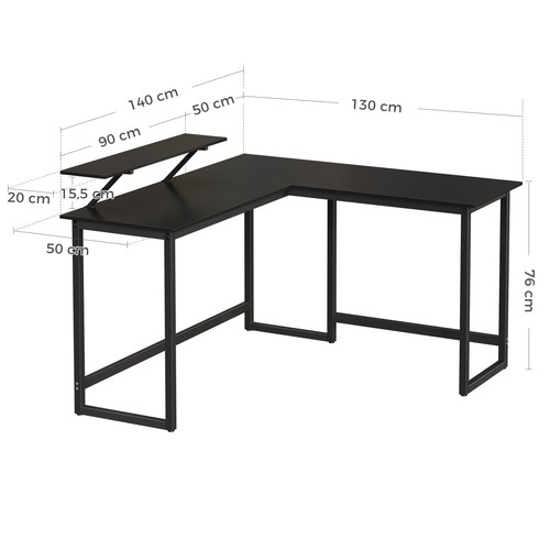L-förmiger Computertisch Schreibtisch + beweglichem Monitoraufsatz Arbeitstisch - Bild 8 von 22