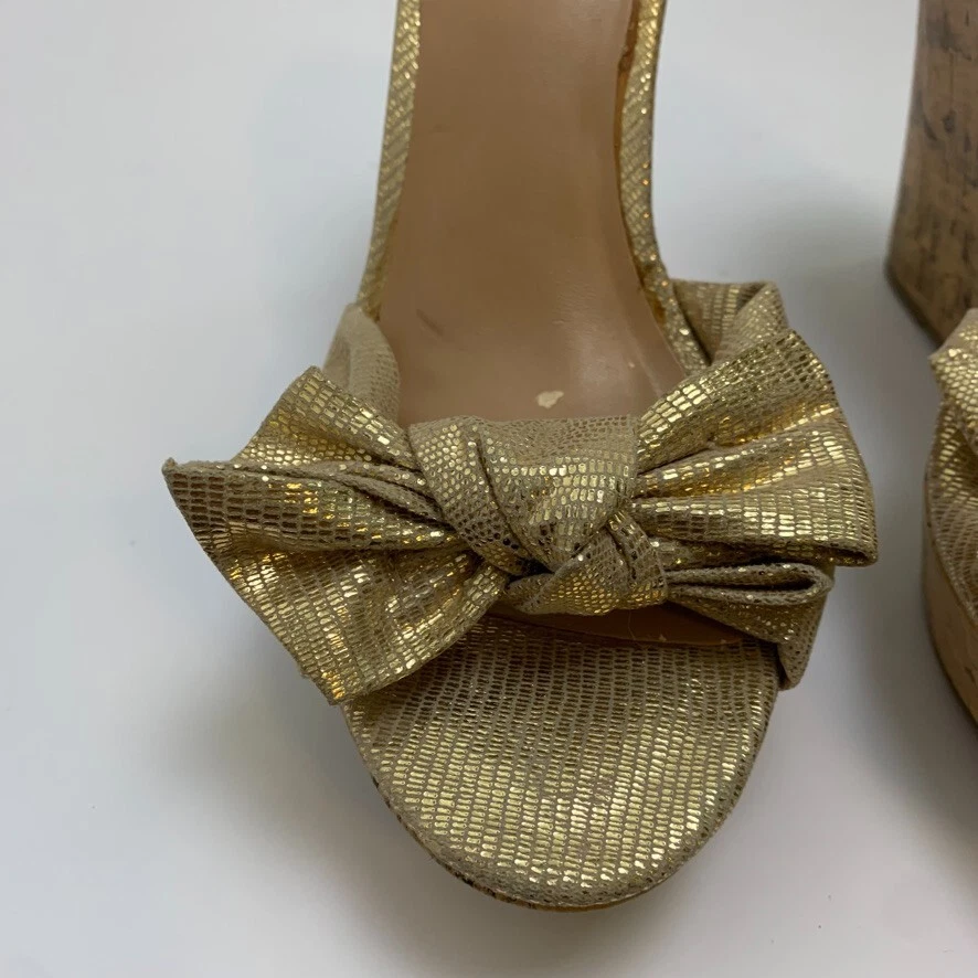 Call It Spring Gold Tie Wedge Sandals Size 7 - Image 4 of 4