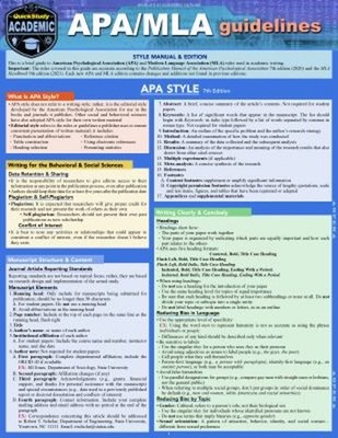 APA/MLA Guidelines - 7th/9th Editions Style Reference for Writing