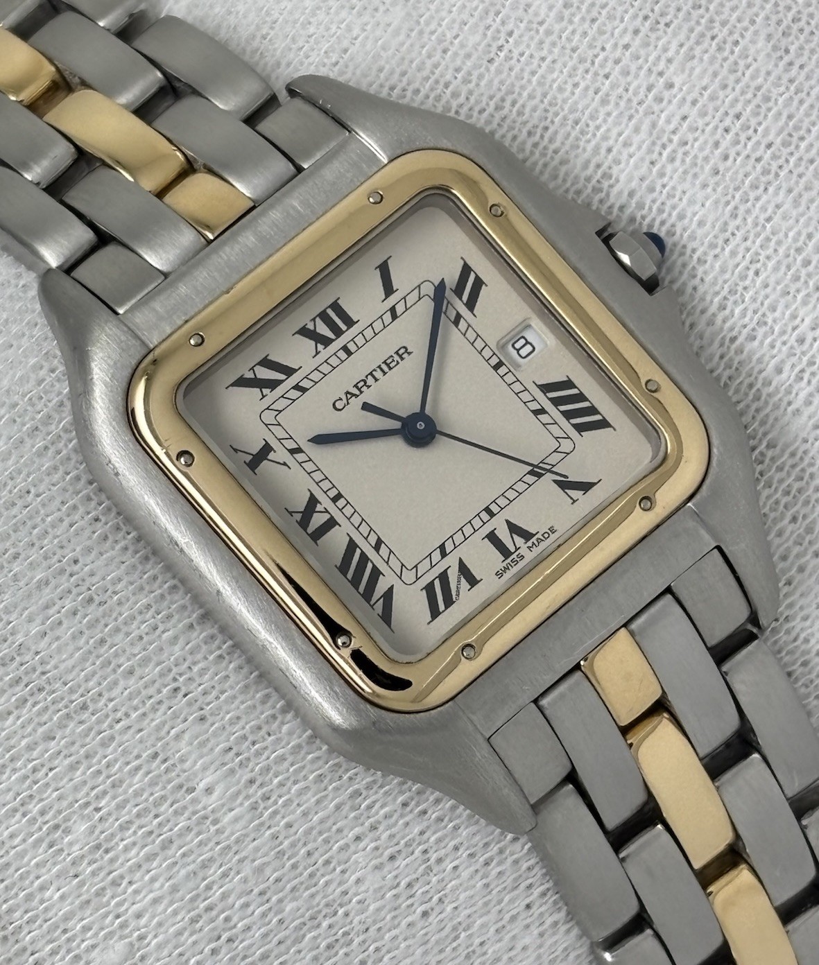 Cartier Panthere Jumbo Steel & Gold 1 Row Gents Watch 29mm 183957