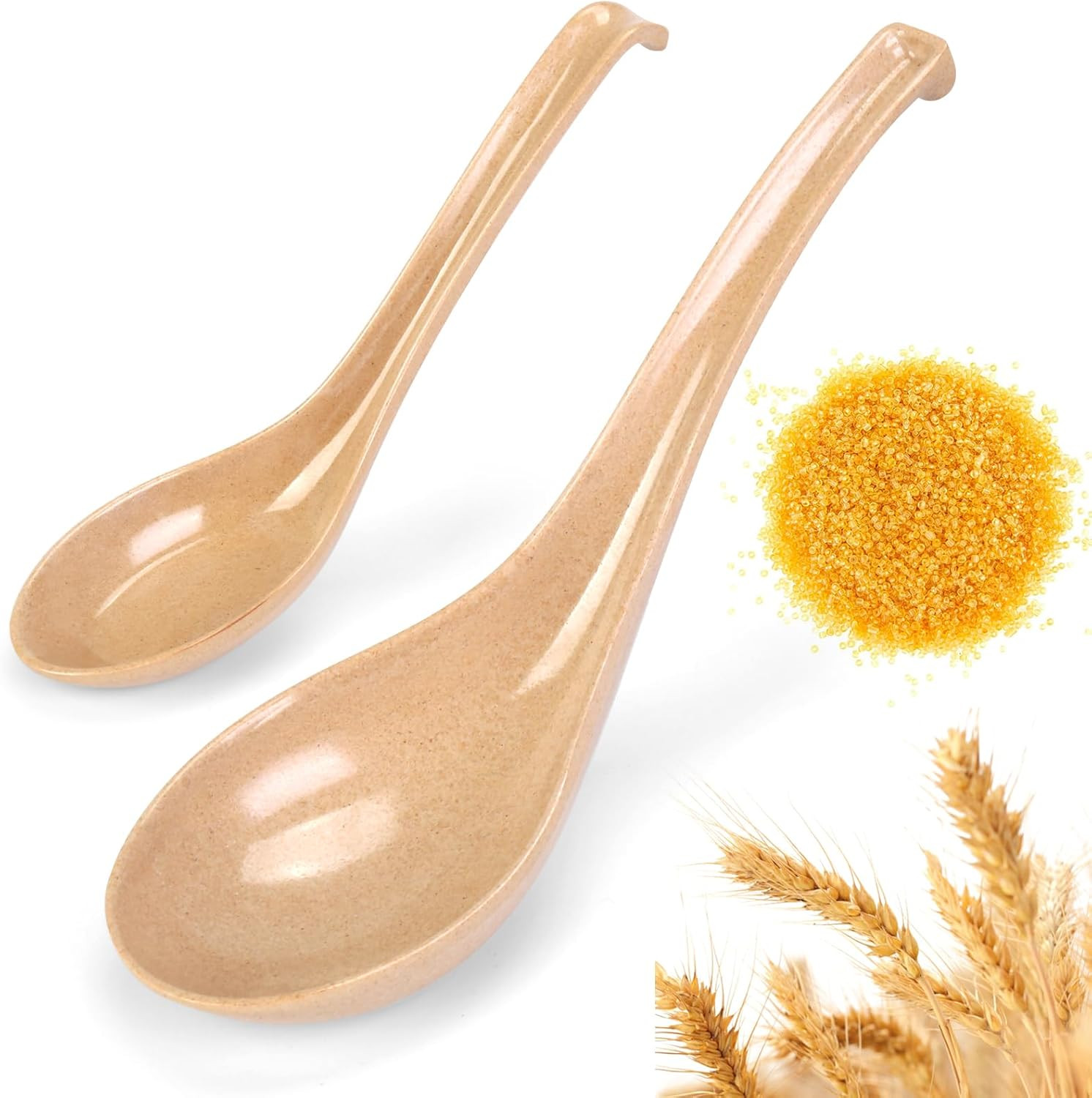 Cucharas sopa asiáticas de 2 piezas ecológicas biodegradables diseno ovalado