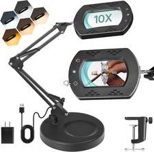 10X Magnifying Lamp with LED Light Hands-Free Desk Clamp For Reading Craft