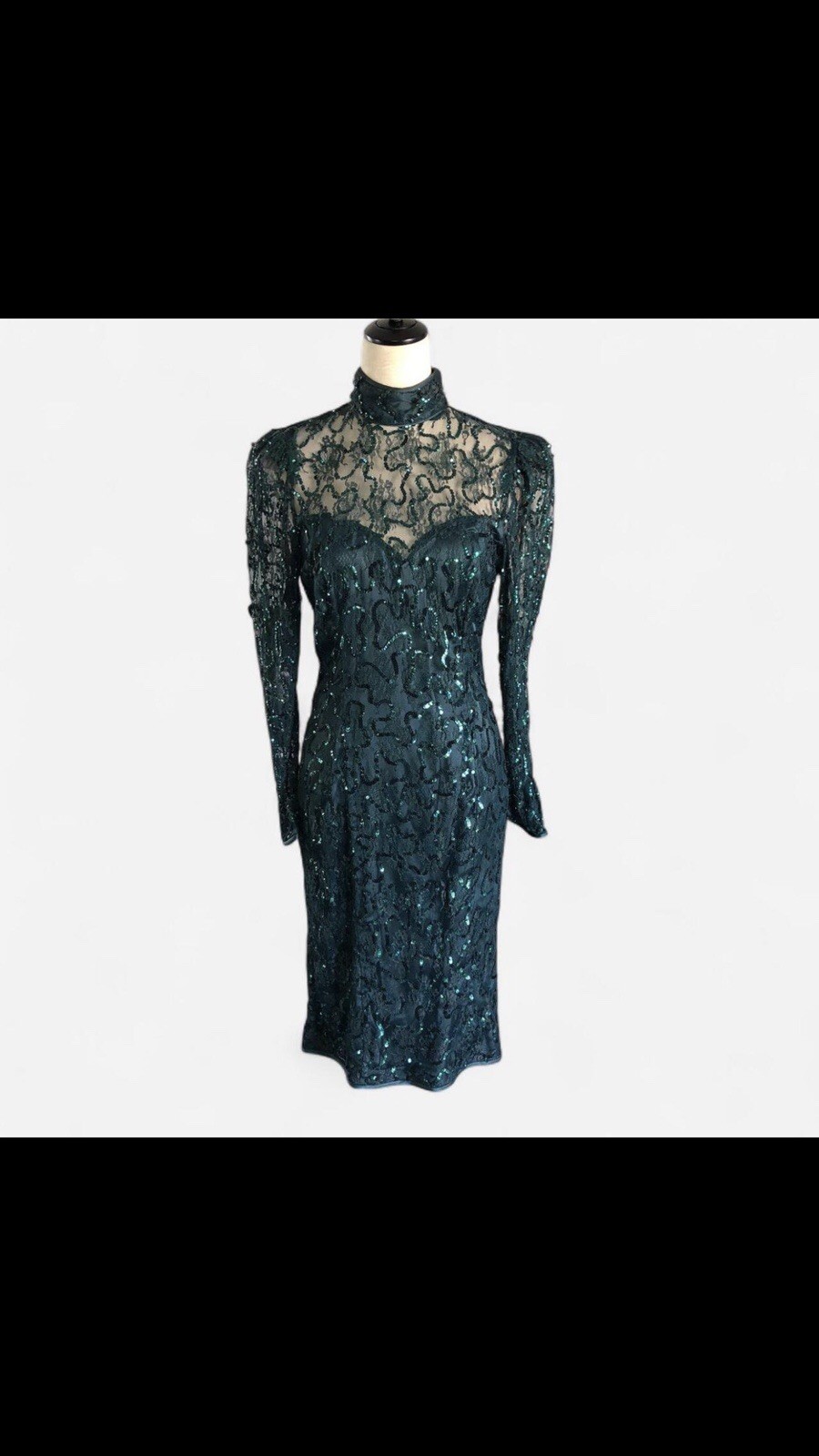 JESSICA MCCLINTOCK STUNNING VINTAGE LACE SEQUIN DRESS OPEN BACK BOW SIZE 6