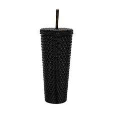 Mainstays 26oz Insulated Tumbler Black Iridescent Textured Cup with Straw NEW