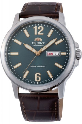 ORIENT Conmuter Leder grün RA-AA0C06E Herrenuhr Automatik braunes Armband