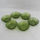 6 Vintage Anchor Hocking Soreno Avocado Green Cereal Bowls 6"