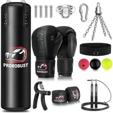 Boxsack Set 120cm MMA Kickboxen Boxhandschuhe Springseil Reflexball