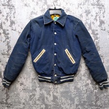 VTG Maple Corduroy Varsity Bomber Jacket Bensalem Blue Boys Large Chest 36"