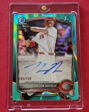 2025 Bowman Chrome Prospect Autographs CPA-MN Mason Neville /199 Aqua Lava 1st