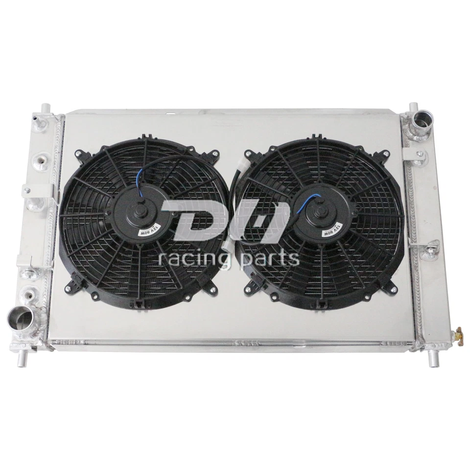 Radiador de aluminio de 3 filas + ventilador de cubierta apto para Ford Mustang GT SVT 1997-2004 2002 4,6 L V8 Foto 3 de 4