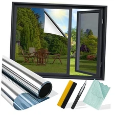 One Way Privacy Window Film with Installation Tools, 17.5" x 78.7" Silver