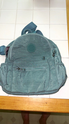 Kipling Blue Solid Nylon Zip Backpack Unisex Kids Adjustable Strap Top Handle