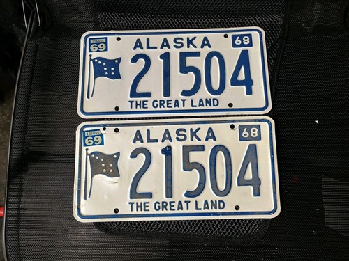 Alaska License Plates Set 1968-69 Matching Pair