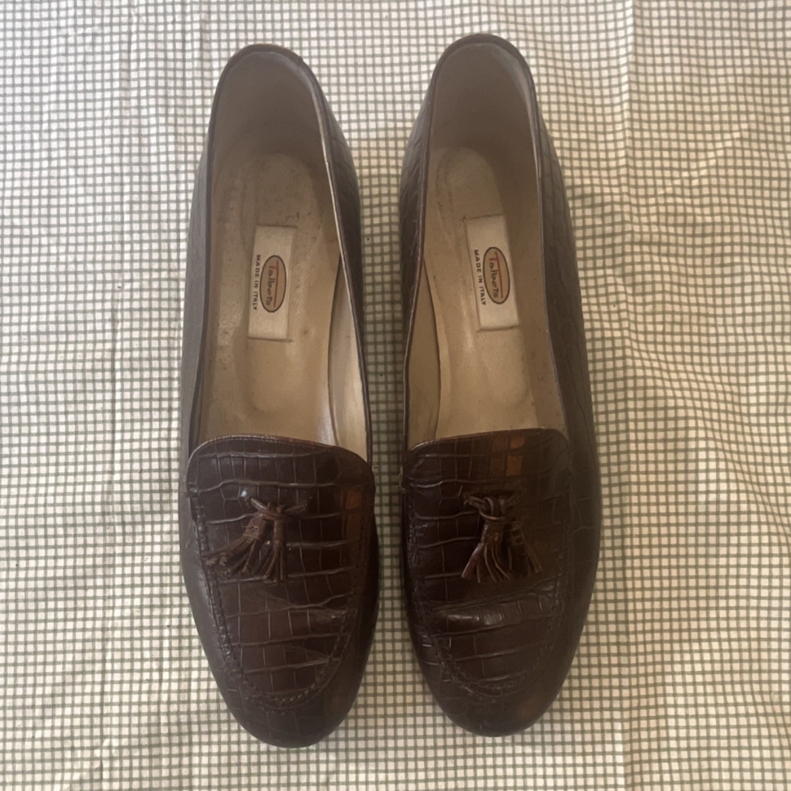 Talbots Brown Crocodile Pattern Leather Tassel Lo… - image 1