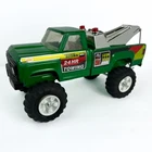 Vintage Tonka Tow Truck 1062 Green Pressed Steel Wrecker 24 HR Towing USA 16"
