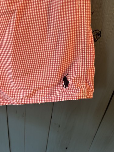 Polo Ralph Lauren Red & White Gingham Boys Swim Trunks | Size 12/14 - Picture 2 of 13