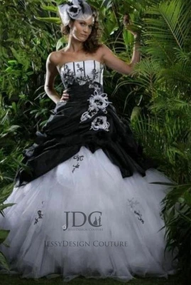 Neu Duchesses Brautkleid Hochzeitskleid Ballkleid Schwarz 32-60 Übergröße Blumen - Bild 1 von 4