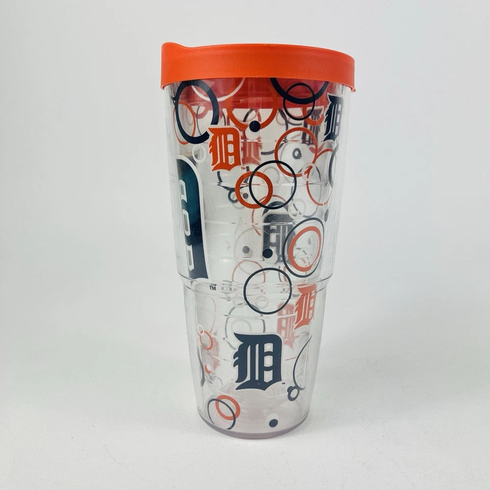 Стакан Detroit Tigers Tervis пластиковый с изоляцией 24 унции с крышкой синий оранжевый подарок - Изображение 2 из 4