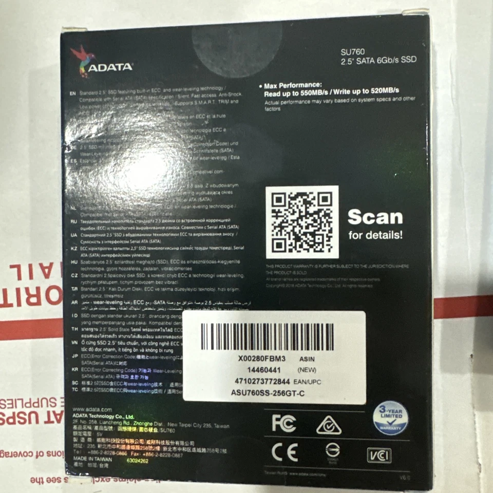 ADATA SU760 256GB SSD ASU760SS-256GT-C 256GB 2.5" SSD New sealed - Image 4 of 4