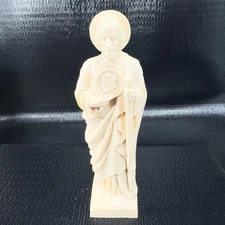 Vintage Italian Religious Figurine Hard Plastic Made Italy Saint Jude Thaddeus